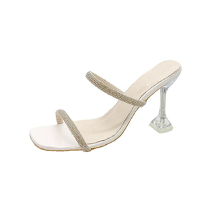 Sandalias de Tacón Alto con Plataforma y Correa de Pedrería Estilo Francés, Parte Superior de PU, Suela de Goma, Zapatos de Mujer, Novedad de Primavera, Punta Cuadrada - Product Image 4