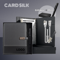 Ensemble cadeau carnet et batterie externe en cuir PU CARDSILK, directement de l'usine, agenda multifonction avec stylo pour bureau d'entreprise, logo personnalisé