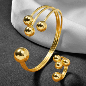 Joyería de Moda, Brazaletes de Bola Entrelazada de Cobre Chapado en Oro de 18K, Anillo para Mujer, Regalos de Boda - Product Image 1