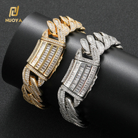 Collier Hip Hop NUOYA personnalisé avec fermoir long, chaîne cubaine épaisse, bijoux cubains sertis de diamants pour hommes