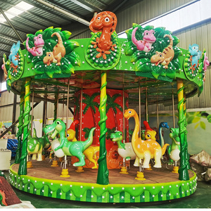 Magnifique carrousel vert pour parcs d'attractions intérieurs et extérieurs, manège à chevaux, carrousel dinosaure à vendre - Product Image 6