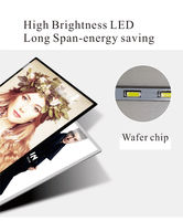Cadre photo LED en verre à base métallique ultra fin de 9mm d'épaisseur A1 A2 au sol