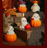 Halloween Süßes Geister-Kürbis Duftkerzen-Set Handgemachte Sojawachs Dekorative Kerzen für Zuhause Party Halloween-Dekoration Geschenke