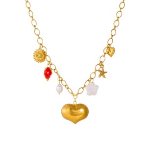 Gold Plated Heart Pendant Necklace Stainless Steel Sunflower Starfish Charm Clavicle Chain Gift Jewelry N3843 - Product Image 5