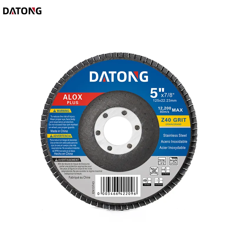 Datong 115x22mm 4-1/2x7/8inch Grit 180 Calcined Aluminum Abrasive Fiberglass Backing Flap Disc for metal Grinding Wheel