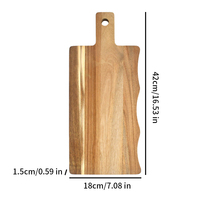Planche à charcuterie en bois d'acacia à bords naturels avec poignée, plateau de service professionnel pour fromage, viande, pizza