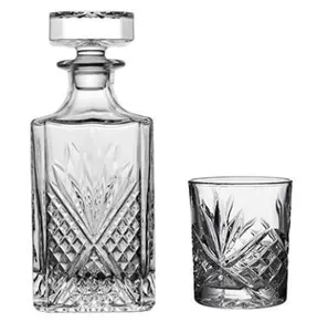 Kristallglas WIne Flasche Custom Logo 26 Unzen Klarglas Dekan ter Plain Whisky Dekan ter Set