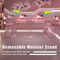 Bureau de jeu en forme de L rose, bureau d'ordinateur d'angle avec grand support pour moniteur, pour le bureau à domicile, les études, l'écriture, poste de travail