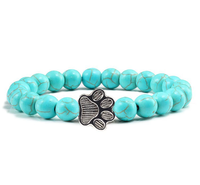 Charm patte de chien en alliage perles 8mm Bracelet extensible perles Calaite Bracelet élastique