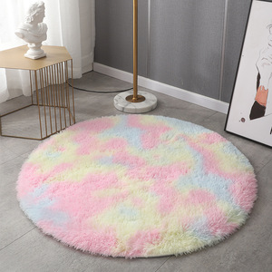 Alfombra Redonda Degradada con Efecto Tie-Dye de Pelo Largo Antideslizante para Sala de Estar y Dormitorio 1656 - Product Image 4