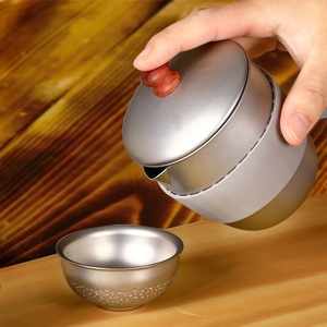 ชุดกาต้มน้ำและถ้วย<span class=keywords><strong>ชา</strong></span>ขนาดเล็กทำจากไทเทเนียมแท้ขนาด300มล. สำหรับบ้านหรือกิจกรรมกลางแจ้งเช่นการตั้งแคมป์การเดินทางแบบแบกเป้ - Product Image 5