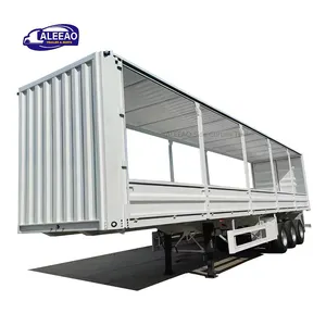 LEAO客户定制多轴60吨40英尺12pcs平板拖车床头板集装箱卡车半挂车待售