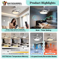 Ventilateur de plafond moderne blanc de 42 pouces avec lumière LED, télécommande, pales réversibles, moteur DC, intensité variable, pour salon