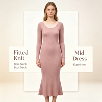 Robe pull longue en maille côtelée blanche de haute qualité pour femme, modèle Mable Maxi, personnalisable OEM & ODM, vente en gros