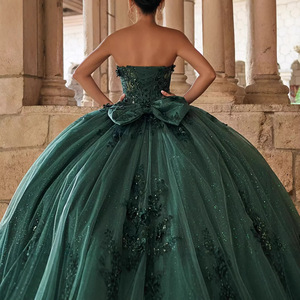 Vestidos de Quinceañera <span class=keywords><strong>Verde</strong></span> <span class=keywords><strong>Esmeralda</strong></span> sin Tirantes, con Encaje y Lentejuelas, <span class=keywords><strong>Vestido</strong></span> de <span class=keywords><strong>Fiesta</strong></span>, <span class=keywords><strong>Vestido</strong></span> de Graduación, Vestidos de 15 Años Personalizados - Product Image 5