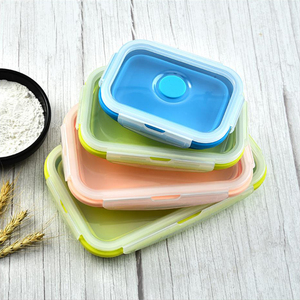 4 paquet Hermétique Alimentaire <span class=keywords><strong>Pliable</strong></span> Conteneur De Stockage Portable Micro-ondes Bento <span class=keywords><strong>Pliable</strong></span> Boîte à Lunch En Silicone - Product Image 3