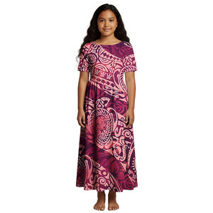 <span class=keywords><strong>Vestidos</strong></span> Hawaianos de Manga Corta para Niña, Vestido Vacacional con Estampado Floral, Vestido <span class=keywords><strong>Aloha</strong></span> con Estampado Floral Personalizado, Ropa Polinesia para Niños - Product Image 4