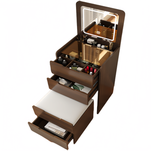 3 in 1 Wood Vanity Desk with Lighted Adjustable Plip Top Mirror Storage Modern Design-Compact Makeup Vanity (60cm) - Product Image 3