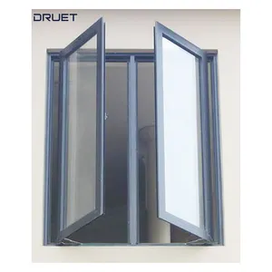 Ventana abatible de aluminio de estilo americano, ventana vertical de triple acristalado, upvc storm