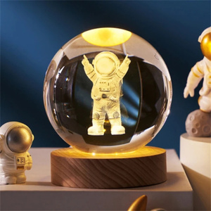 Luz Led Moderna con Carga USB, Bola de Cristal de Madera, Sistema <span class=keywords><strong>Solar</strong></span> de Júpiter, Planeta Luna, Nebulosa, Saturno, Luz 3D para Dormitorio - Product Image 1