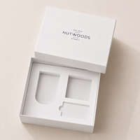 Boîte cadeau carrée blanche personnalisée avec insert en mousse EVA pour l'emballage de bougies, de cosmétiques et de soins de la peau, boîte rigide à 2 pièces avec couvercle et base