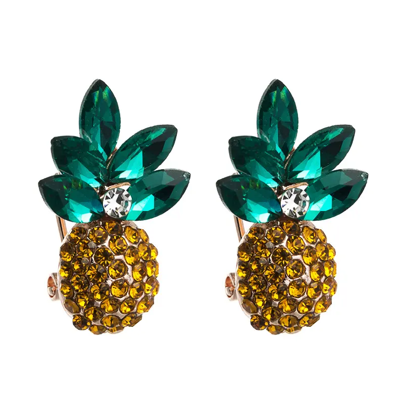 Verse En Veelzijdige Stud Oorbellen Voor Dames Legering Ingelegd Kleur Strass Ananas Fruit Stud Oorbellen