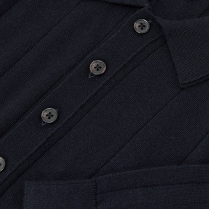 Maglione da uomo in lana merino a coste larghe, con maniche raglan e mezza abbottonatura, colore blu navy, stile classico e raffinato, modello <span class=keywords><strong>polo</strong></span>. - Product Image 6