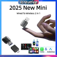 Mini Adaptador Inalámbrico CarPlay Android Auto 2 en 1, Dongle Inteligente Compatible con Apple, Conversión por Cable USB Tipo-C, Negro Universal