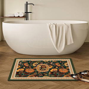 Tapis de bain rectangulaire rétro à motif floral en terre de diatomée absorbante et antidérapante pour salle de bain - Product Image 2