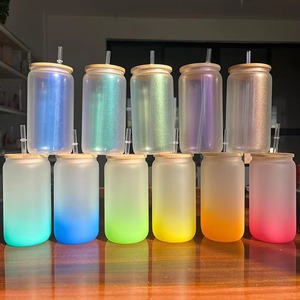 Vaso de cerveza con forma de lata personalizado, Copas de zumo para bebidas domésticas, sublimación transparente al por mayor con tapa y pajita - Product Image 5