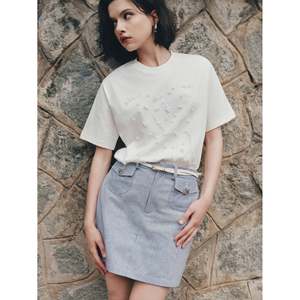 RTS เสื้อยืดสตรีทแวร์สีขาวสำหรับผู้หญิงผ้าฝ้ายพรีเมี่ยม270gsm พลอยเทียมสไตล์คนเมืองโดยเสื้อผ้า Enzo and LEO Vietnam - Product Image 1