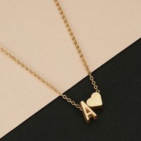 Kalung Liontin Hati Huruf Alfabet Rantai Kustom Wanita Bahan Stainless Steel Modis