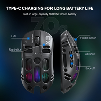 T-wolf X3 PAW3311 Mouse TRI-Mode Dengan Lampu Latar RGB 6-Tombol Optik untuk Tangan Kanan Mouse Gaming Ergonomis Isi Ulang yang Dapat Diprogram