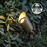 Projecteur directionnel extérieur 12V MR16, IP65 étanche, en laiton massif, finition bronze antique, avec piquet pour jardin, cour et pelouse