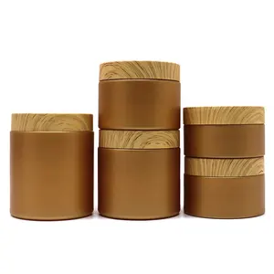 Rỗng Pet Jar 100ml 120ml 150ml 200ml 250ml Vòng cơ thể chà Matte Vàng nhựa Kem Jar 4oz 5oz 8oz