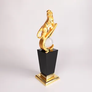 Glass Trophy Manufacturer Gold Metal Tiger Glass Crystal Trophy And Award MH-NJ0176