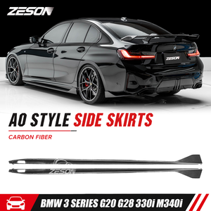 Faldones Laterales de Fibra de Carbono Estilo AD para <span class=keywords><strong>BMW</strong></span> Serie 3 G20 325i <span class=keywords><strong>330i</strong></span> M340i <span class=keywords><strong>2019</strong></span>-2023 Kit Aerodinámico Ligero - Product Image 1
