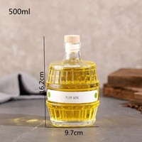 Design unique personnalisé classique clair vide en forme de tonneau de vin de whisky 16oz 500ml Gin Tequila Vodka bouteille de spiritueux en verre pour liqueur