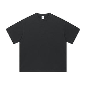 Camiseta de algodón de bambú lavado, estilo desgastado, 275 g, peso pesado, alta calidad, fabricación de camisetas con logotipo personalizado, camiseta americana de moda. - Product Image 4