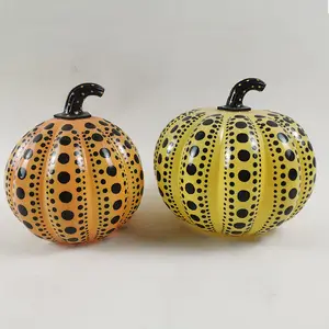 Led light up hand painted colored blown glass pumpkins home goods halloween pumpkin table decorations ideas indoor wholesale