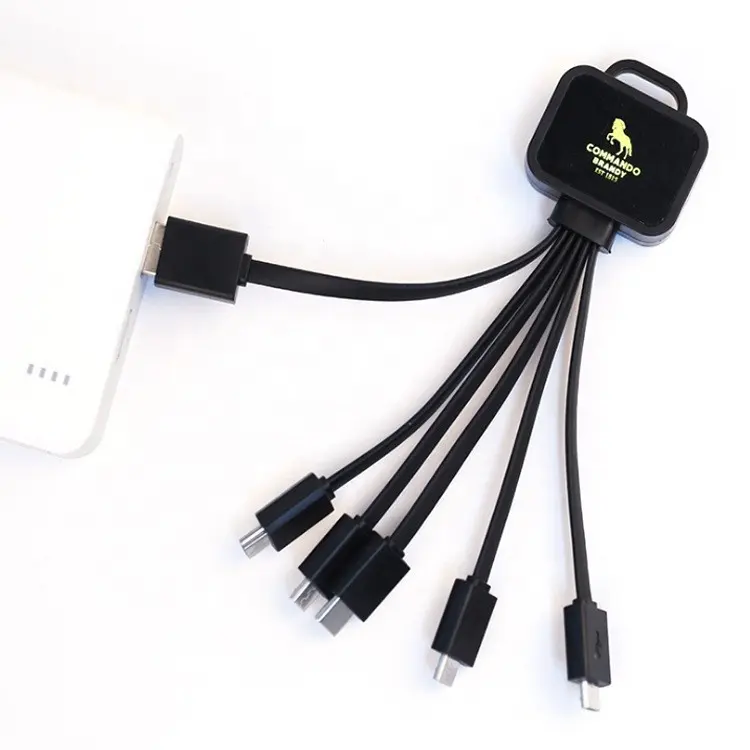 All In One Light Up Logo Fast Charging Cable Multi Charger 6 In 1 Mini Cable Keyring Usb Keychain Cable