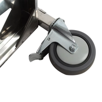 Chariot utilitaire double niveau de qualité commerciale, chariot de stockage alimentaire en acier inoxydable 201, capacité de 50 kg/étagère, 4 roulettes pivotantes avec freins