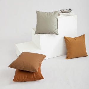 Premium Solid Color Square <b>Throw</b> <b>Pillow</b> Cover Polyester Leather Look Cushion For Bedroom Living Room Decor HM-073 - Product Image 2