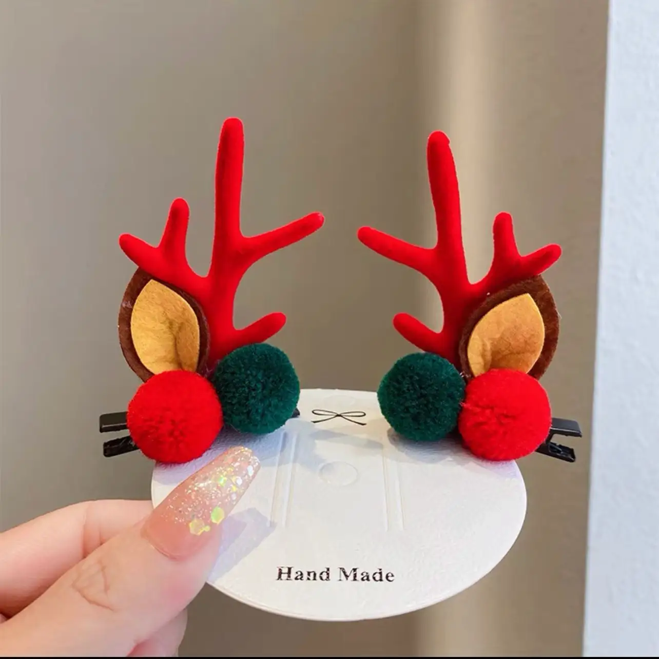 IVANHOE 2pcs/set Christmas Hair Clips For Girls Cute Deer Ear Hairpins Hairgrips Kids Christmas Antler Hairpin Hair Accessories