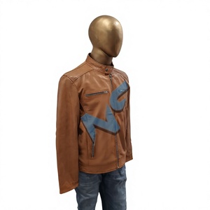 Nabtay Sports <b>Men</b> Genuine Cowhide <b>Leather</b> Eco-friendly Cafe Racer Bomber <b>Jacket</b> Slim Fit Four Pocket Padded Sleeve Front Winter - Product Image 2