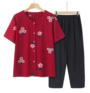 Cárdigan <span class=keywords><strong>de</strong></span> <span class=keywords><strong>verano</strong></span> <span class=keywords><strong>de</strong></span> manga corta para mamá, tops para mujer, traje suelto <span class=keywords><strong>de</strong></span> mediana edad y ancianos, camisa, ropa suave para <span class=keywords><strong>abuela</strong></span>, conjunto <span class=keywords><strong>de</strong></span> dos piezas - Product Image 3