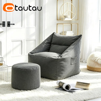 Housse de pouf moderne en coton et lin OTAUTAU pour fauteuil, pouf, canapé, fauteuil poire, pour adultes, housse amovible, une place, pour jeux, films, salon