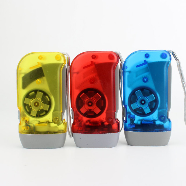 Promotional Hand Press Light Mini Plastic Blue Hand Crank Generator 3 Led Lamp Flashlight with Dynamo