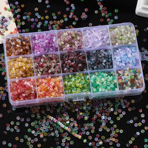Perles en verre bicolores brossées œil de chat 2x4mm, perles en vrac mélangées pour la fabrication de bijoux DIY, vente en gros - Product Image 4