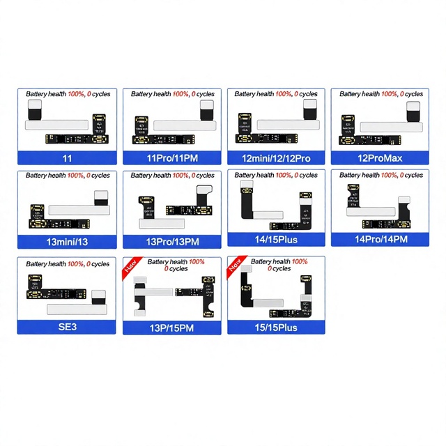 I2C Tag-on Battery Repair Flex Cable for IPhone 11-15 Pro Max Battery Health Data to 100% and 0 Cycles Modification with A8S/KCO